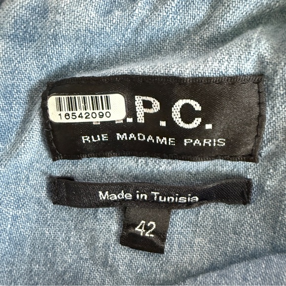 APC light Blue Denim Wide Leg Square Neck Tie Back Jumpsuit sz 42. XL - Picture 9 of 16